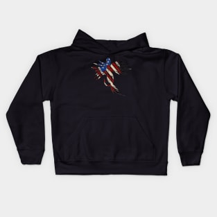 Fly Fishing Red White and Blue American Flag Patriotic Fly Fish Kids Hoodie